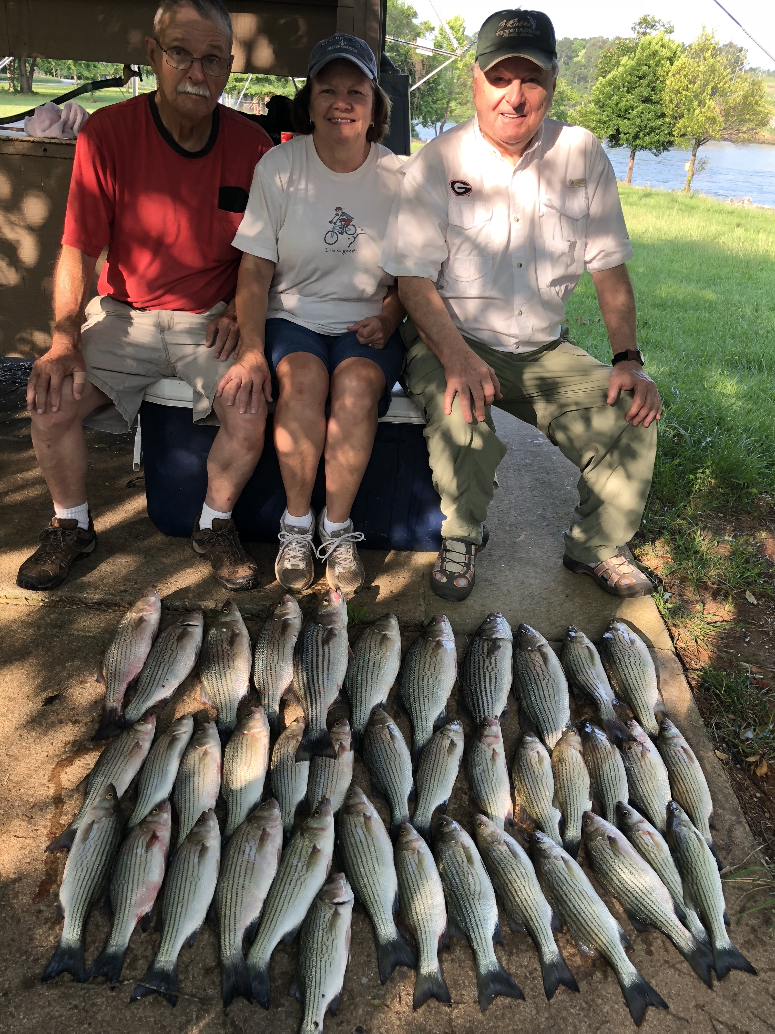 June 13, 2018 Al, Karen and Wayne Bland with their fish of the day. IMG_2175