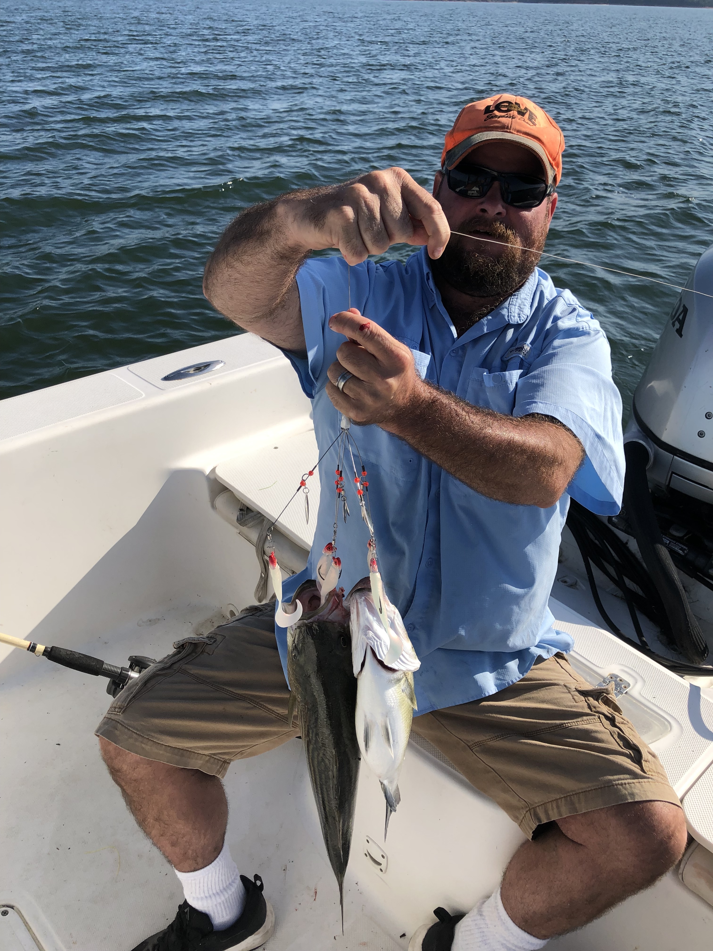 Sept.-24-2019-Brad-with-2-stripers-on-Mini-Mack-rig